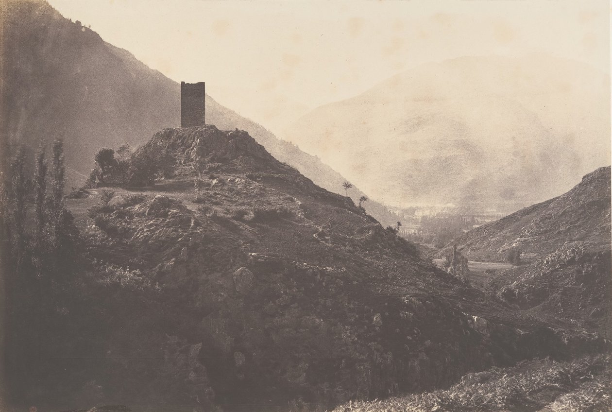 Utsikt över Luchon-dalen från tornet i Castelvieilh, 1853. av Joseph Vigier