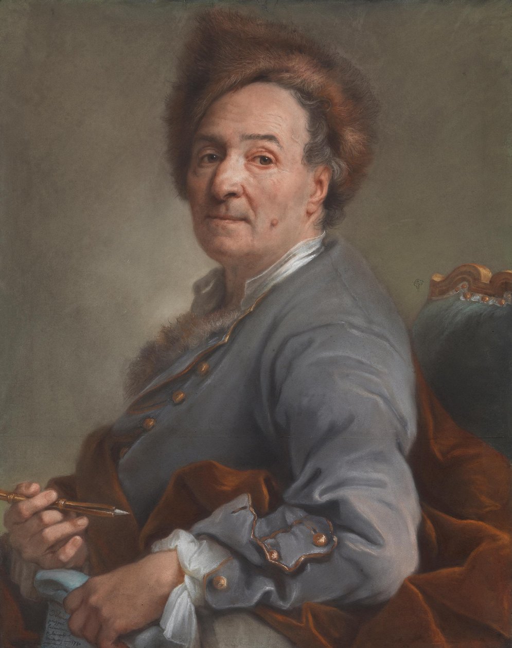 Självporträtt med pälsmössa av Joseph Vivien