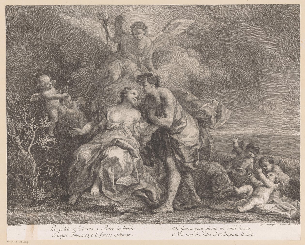 Bacchus och Ariadne på ön Naxos av Joseph Wagner (possibly)