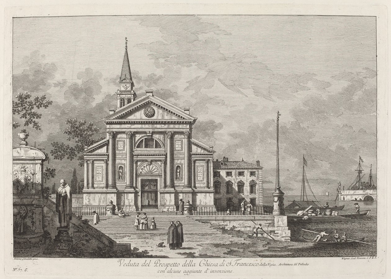 Vy över prospektet för kyrkan S. Francesco av Joseph Wagner after Canaletto