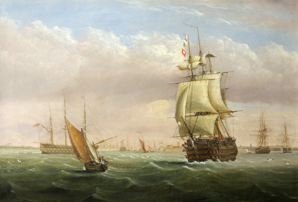 Hamninlopp med frakt (olja på duk) av Joseph Walter