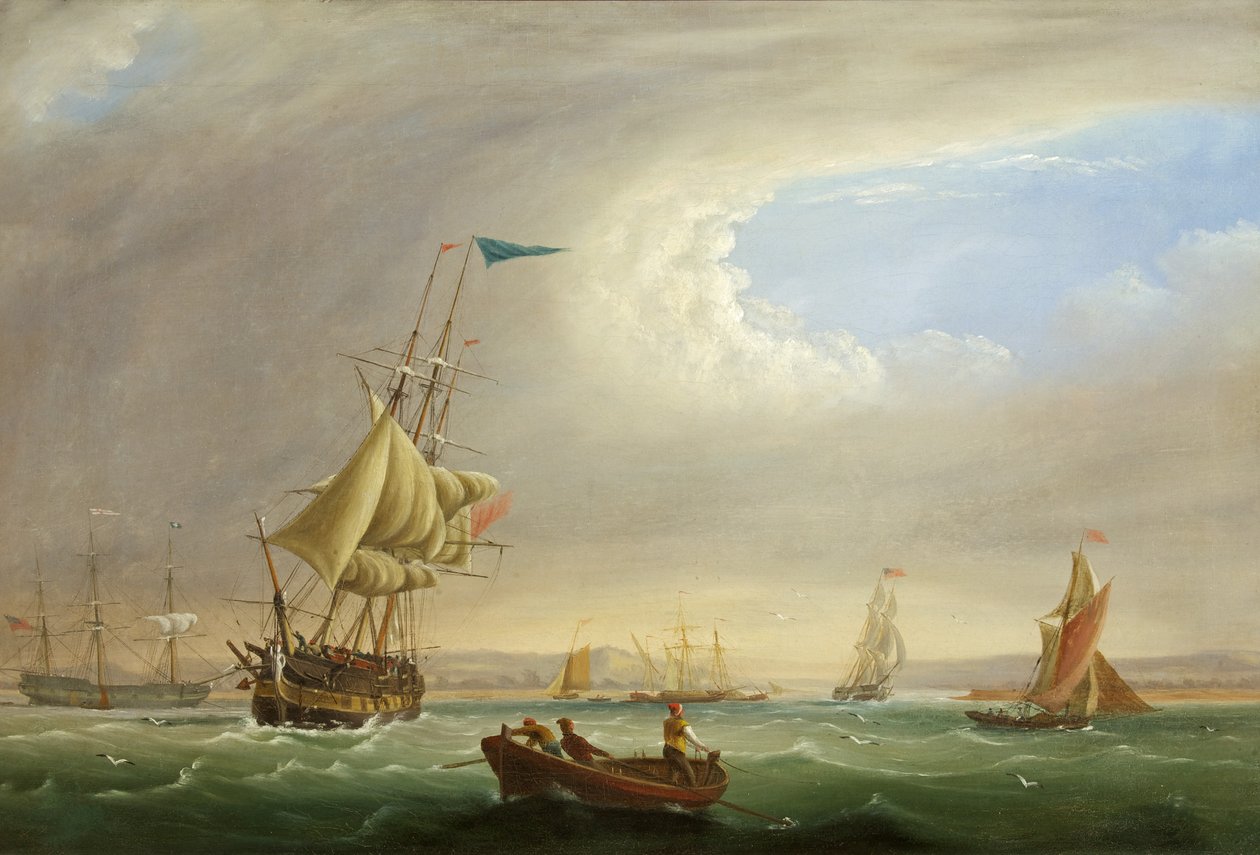 Havlandskab med indgang til en flod (olie på lærred) sved av Joseph Walter