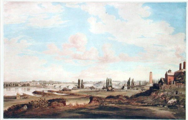 Utsikt över Philadelphia och Schuylkill River, ca 1816 (akvarell på papper) av Joseph Watson