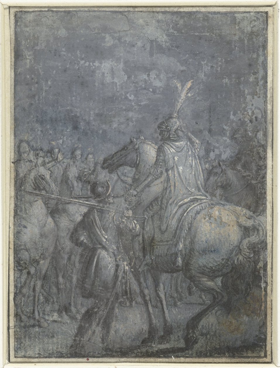 Arméchef till häst med andra ryttare Grupp liknande illustrationer med riddare och ryttare (serietitel) av Joseph Werner