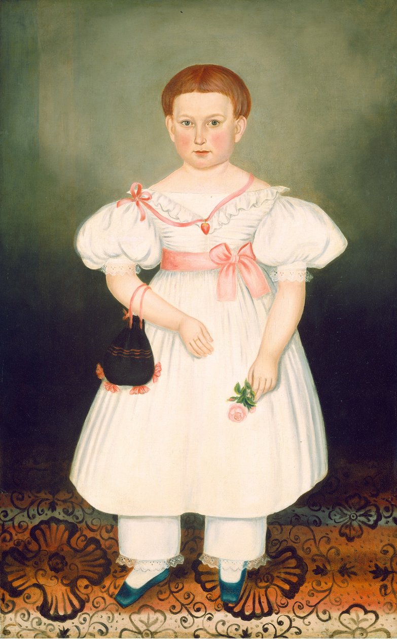 Flicka med nätmask och ros, ca. 1840. av Joseph Whiting Stock