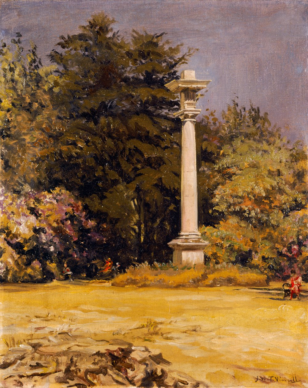 Dorisk kolonn - monoliten, Chiswick House (olja på duk) av Joseph Williams Topham Vinall
