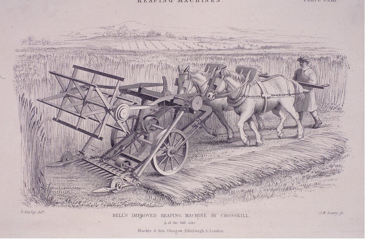 Bells förbättrade skördemaskin av Crosskill, c1840-talet. av Joseph Wilson Lowry