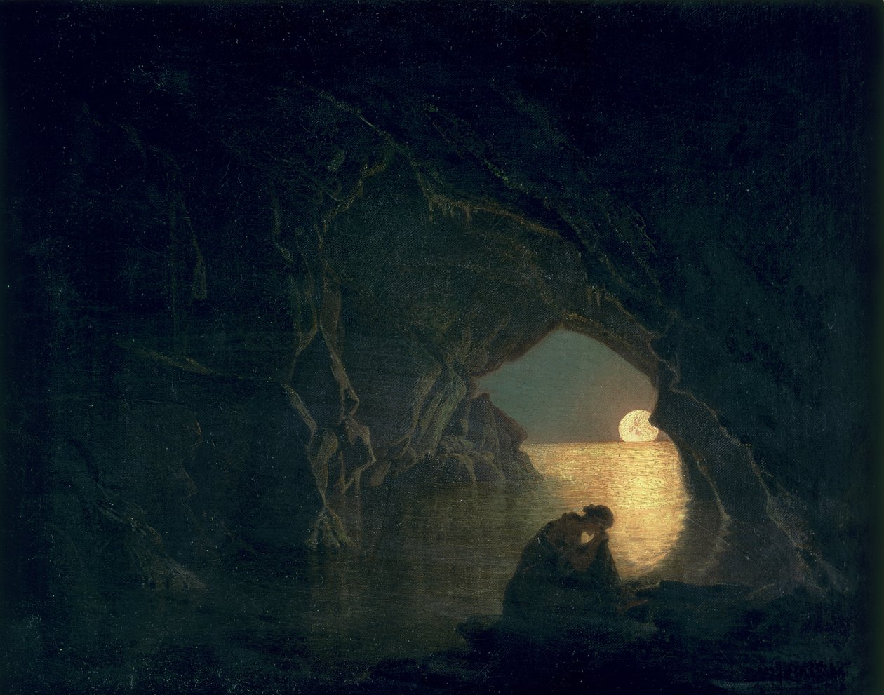 En grotta med Julias gestalt, 1780 av Joseph Wright of Derby
