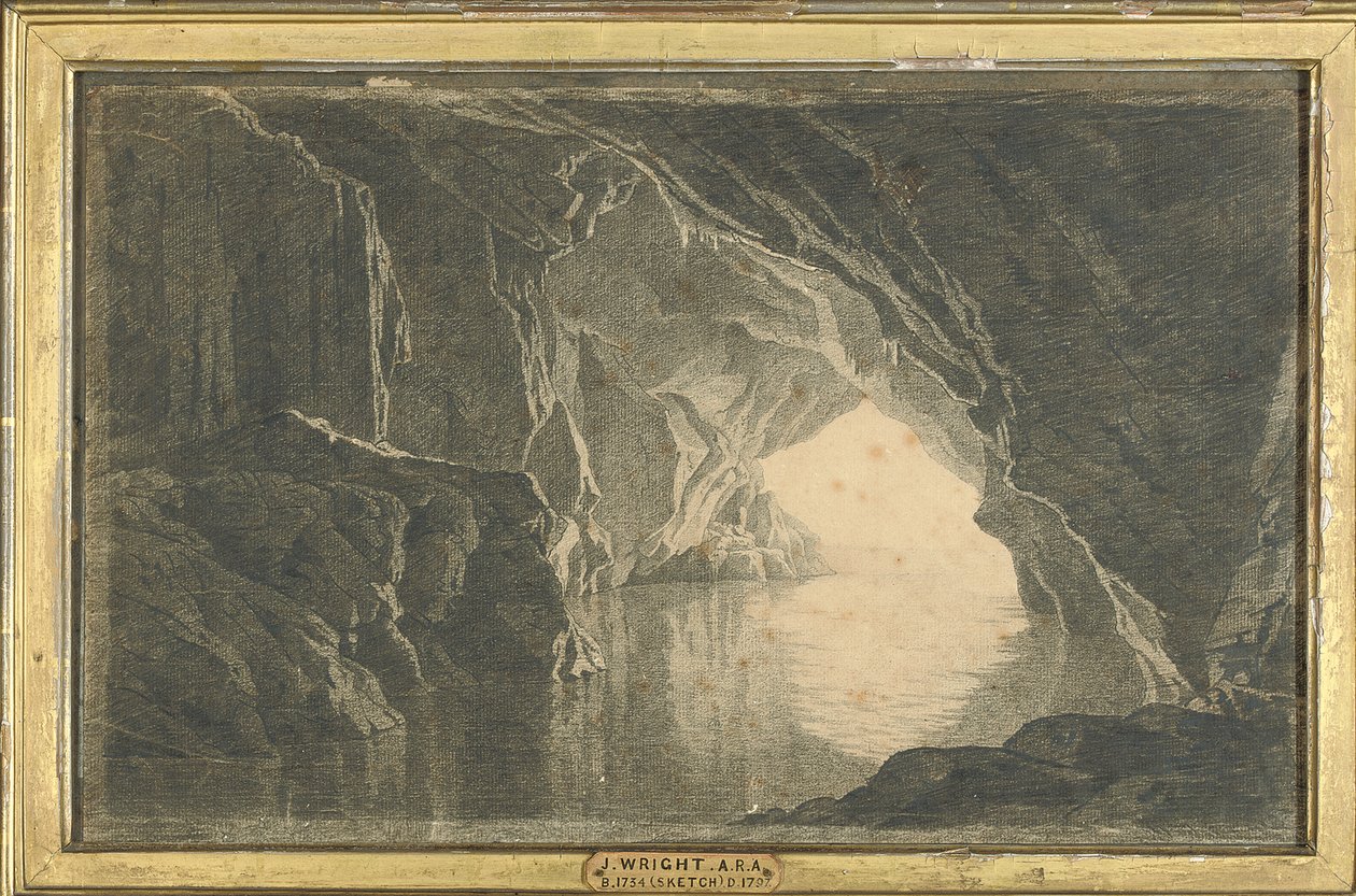 En grotta i Salernobukten, kväll, ca 1800 av Joseph Wright of Derby