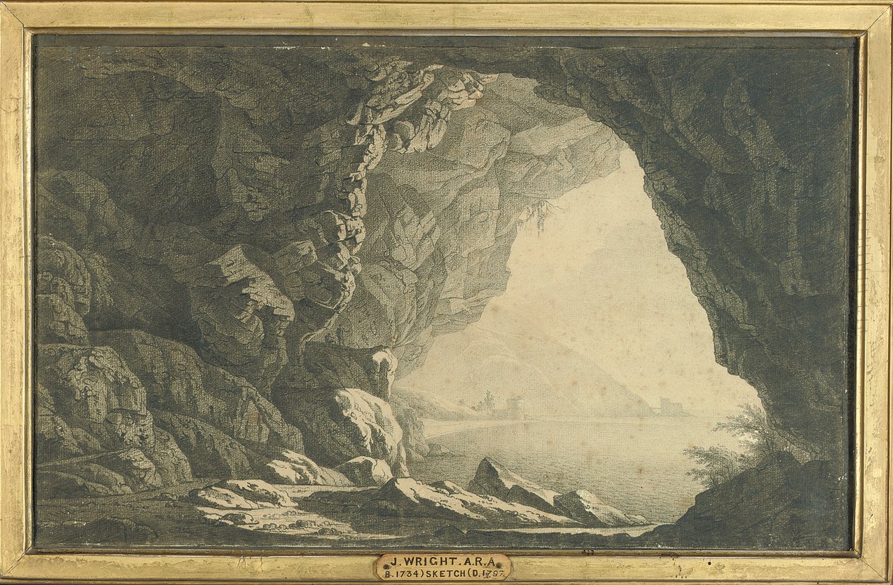 En grotta i Salernobukten, morgon, c.1800 av Joseph Wright of Derby