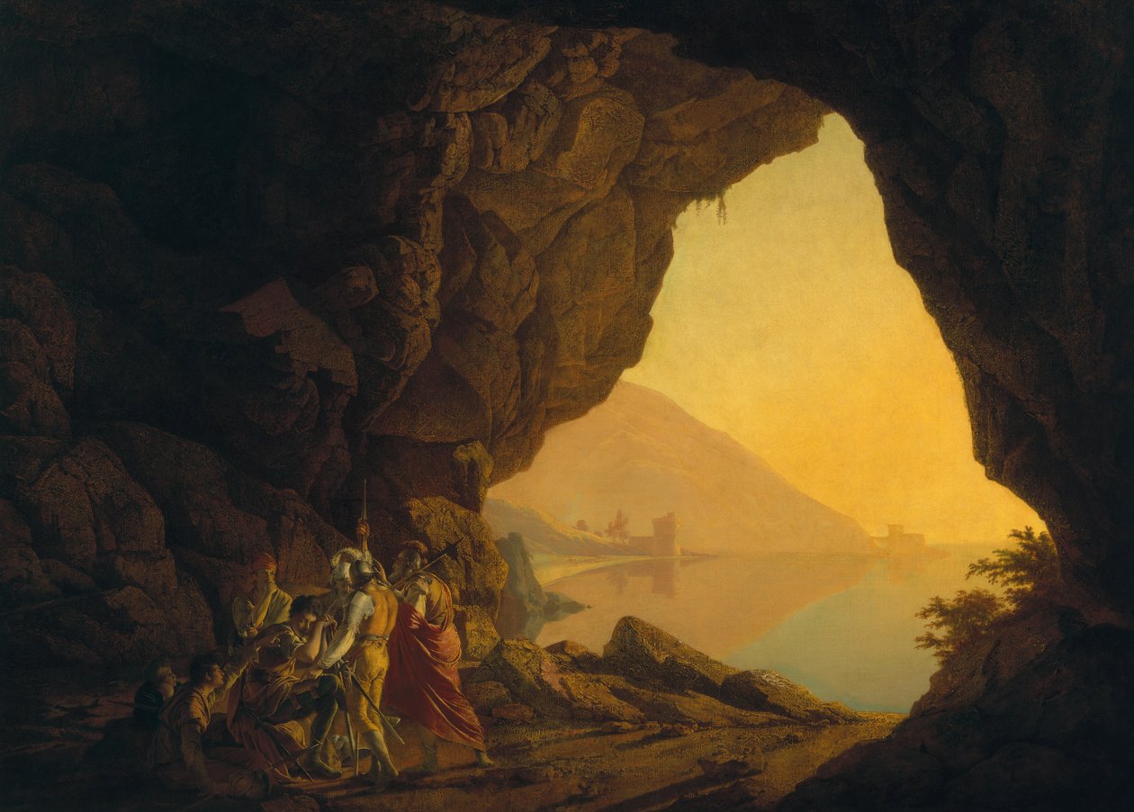 En grotta i kungariket Neapel, med Banditti, exh. 1778 av Joseph Wright of Derby