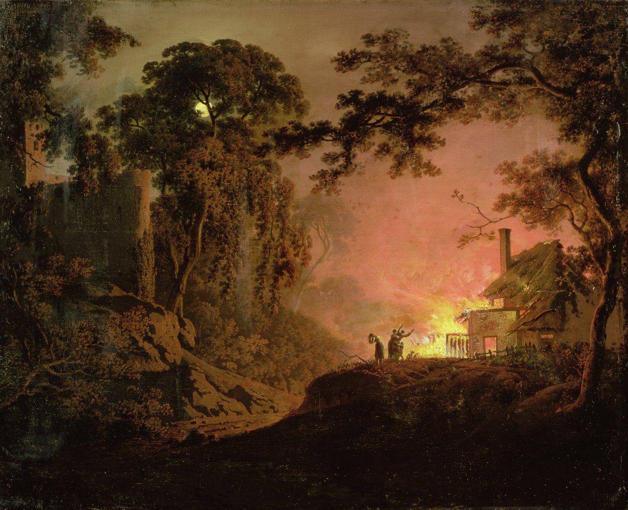 Stuga I Brand av Joseph Wright of Derby