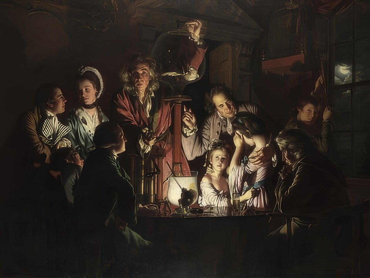 Experimentet med fågeln i luftpumpen. 1768 av Joseph Wright of Derby