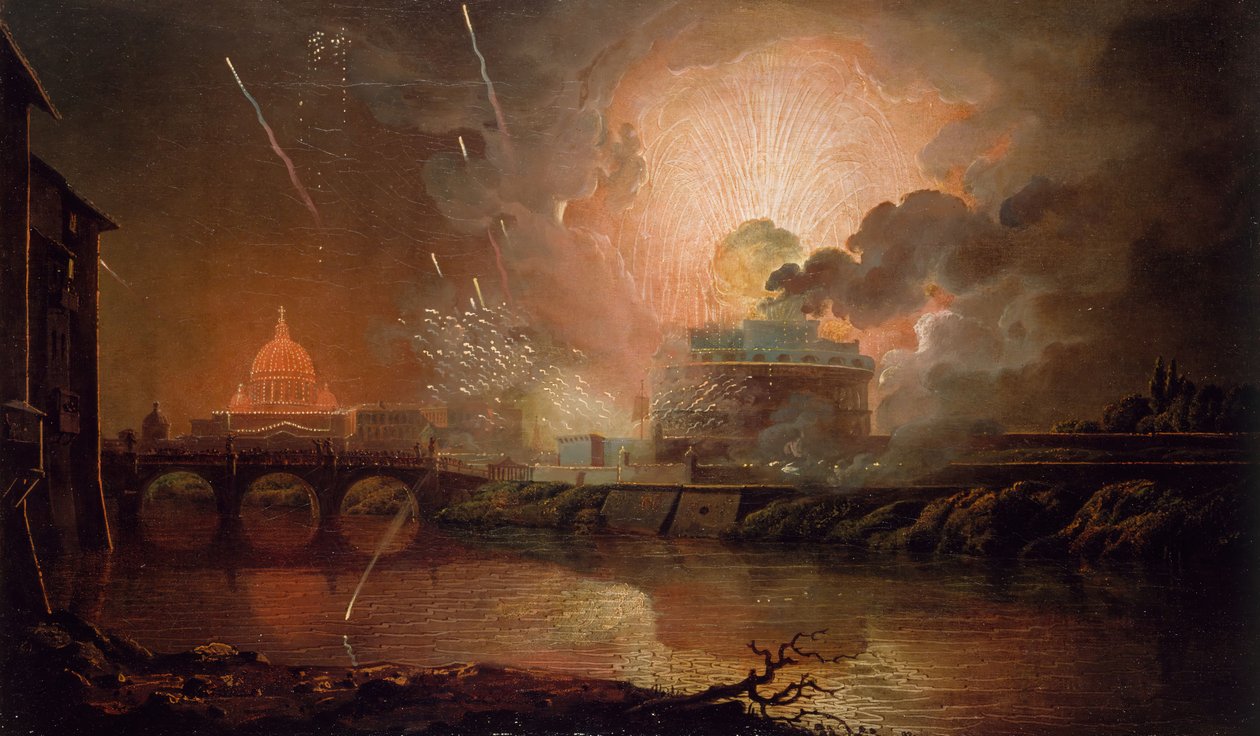 Fyrverkeri vid Castel Sant Angelo, 1774-1778. av Joseph Wright of Derby