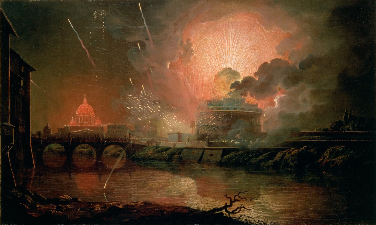 Fyrverkeri vid Castel Sant Angelo, 1774-1778 av Joseph Wright of Derby