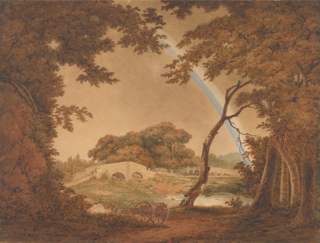 Landskap med regnbåge, utsikt nära Chesterfield av Joseph Wright of Derby