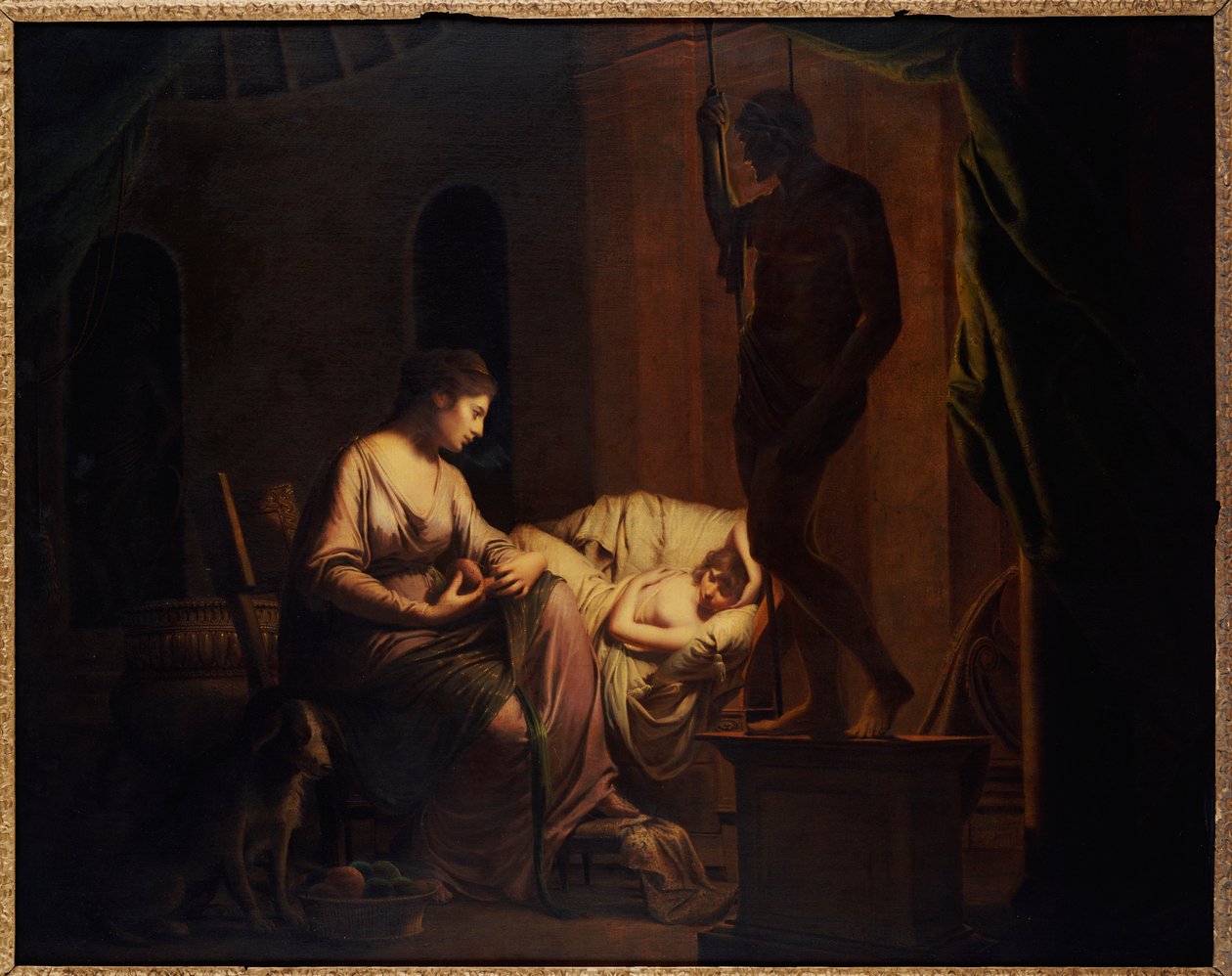 Penelope reder ut sin webb av Joseph Wright of Derby