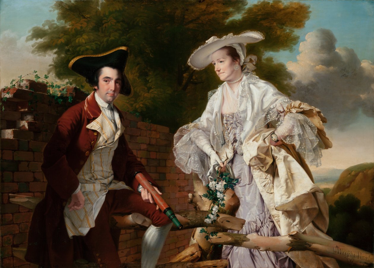 Porträtt av Peter Perez Burdett och hans första fru Hannah, 1765 av Joseph Wright of Derby