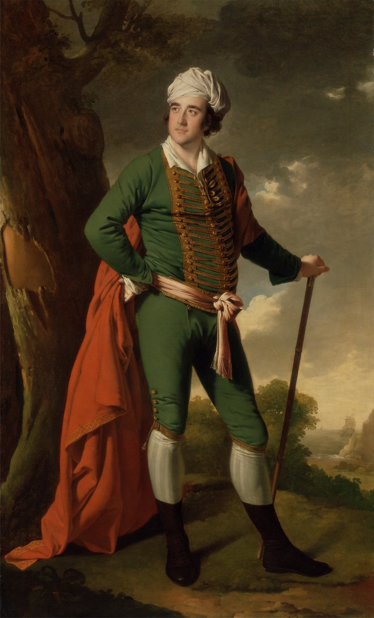 Porträtt av en man, känd som "Indian Captain", ca 1767 (olja på duk) av Joseph Wright of Derby