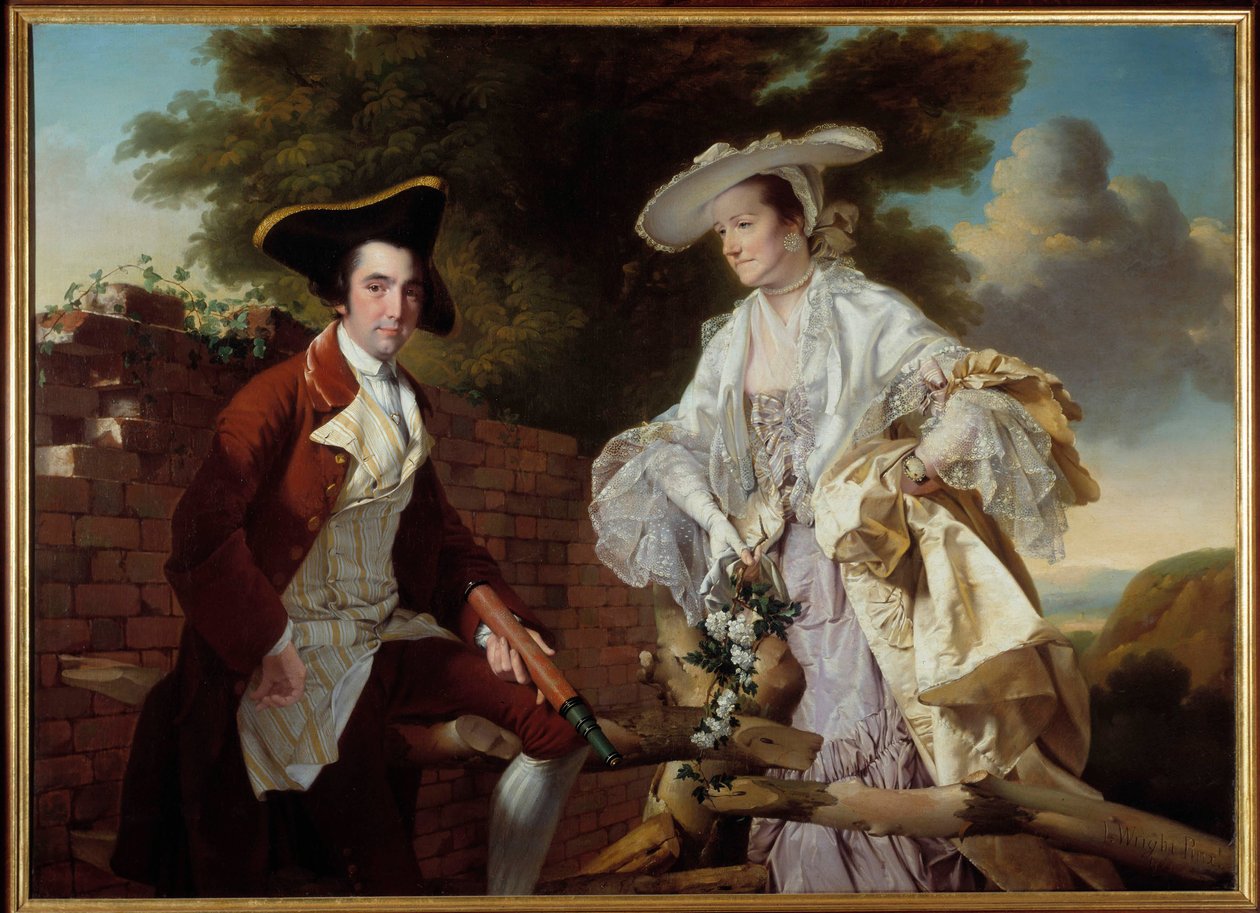 Porträtt av kartografen Peter Perez Burdett (1735-1793) och hans hustru Hannah Målning av Joseph Wright of Derby (1734-1797) 1765 Prag, National Gallery av Joseph Wright of Derby