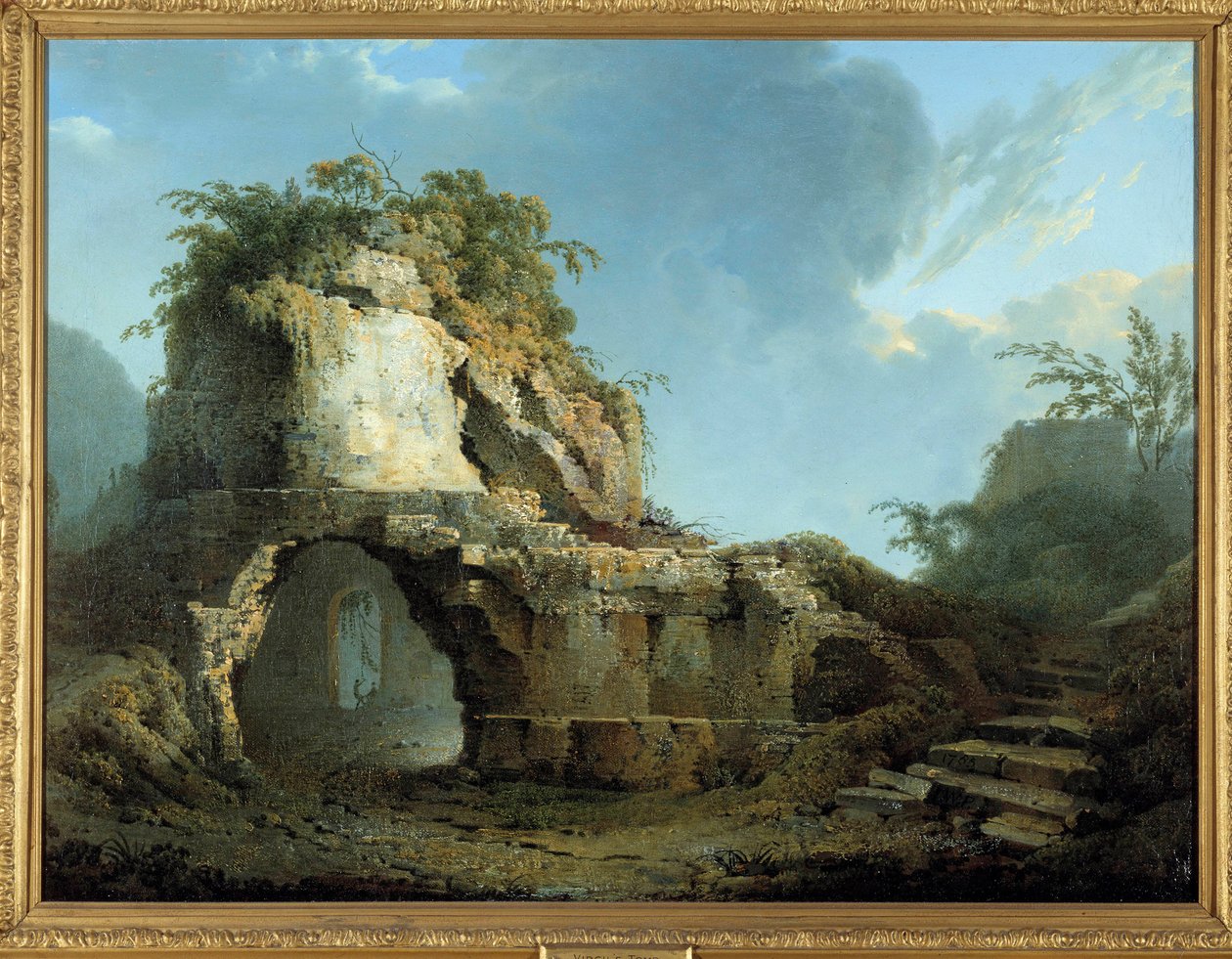 Graven av den romerska poeten Vergilius (70-19 f.Kr.) Den ligger nära grottan Pozzuoli (Pozzuoli) nära Neapel. Målning av Joseph Wright av Derby (1734-1797) 1785 Belfast. Ulster Museum av Joseph Wright of Derby
