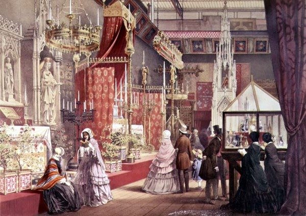 Stor utställning: Medieval Court, designad av Pugin, 1851 (se även 205263) av Joseph after Nash