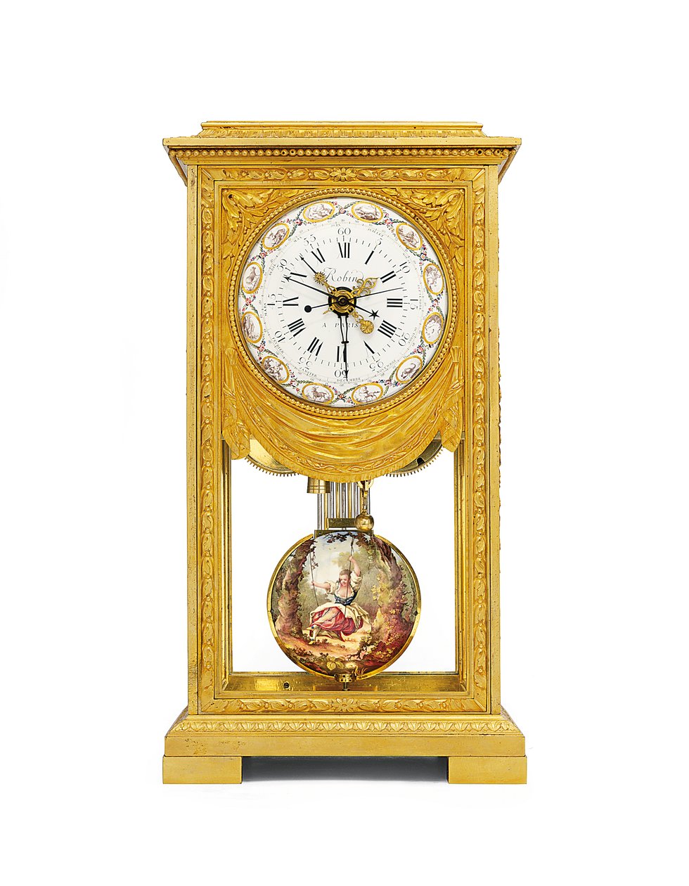 Ludvig XVI månad pågående medel och soltid mantel regulator med remontoire av Joseph and Robin Robert  Coteau