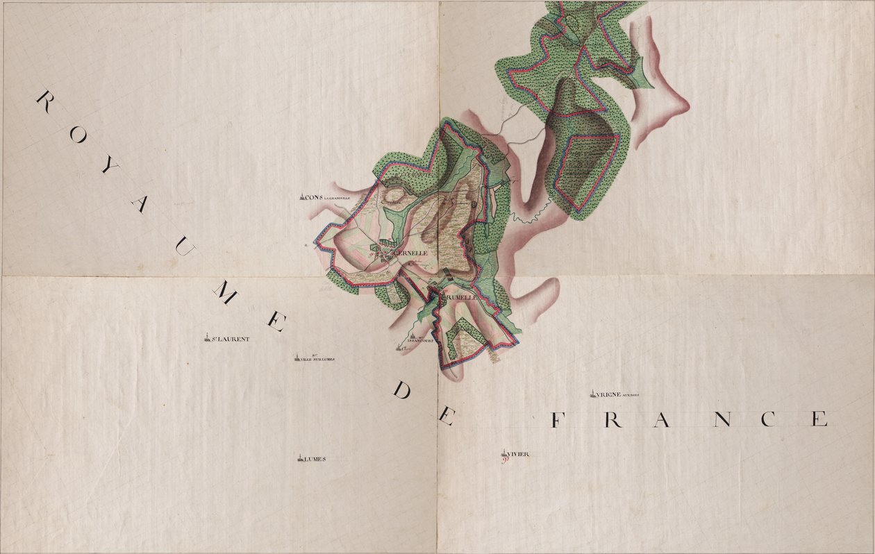 Karta över Gernelle, Belgien av Joseph de Ferraris (1726 – 1814) av Joseph de Ferraris