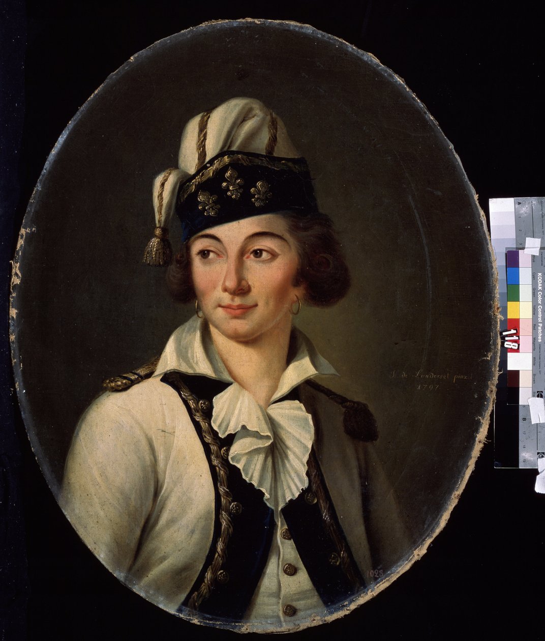 ""Portrait de dame deguisee"" (Porträtt av en dam i finklänning) Peinture de Joseph de Landerset (1753-1824) 1797 Mikhail Kroshitsky Art Museum, Sevastopol (Sebastopol) Ukraina av Joseph de Landerset
