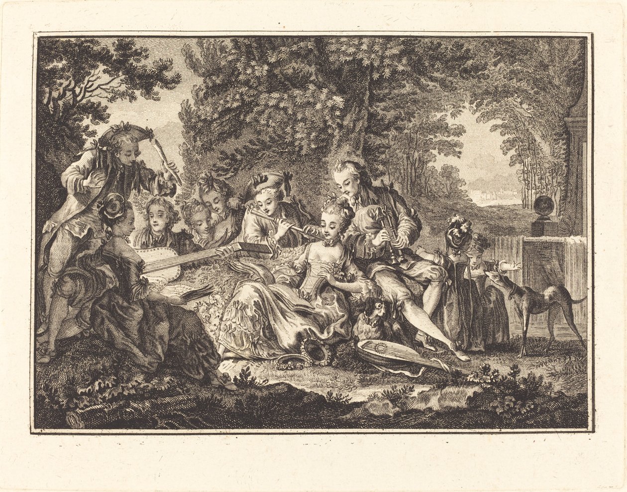 Lantlig konsert av Joseph de Longueil after Charles Eisen