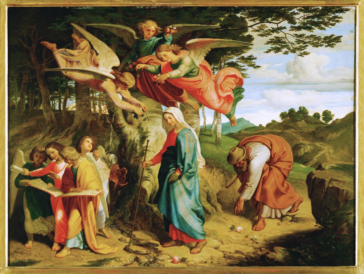 Gang Mariae ueber das Gebirge - Jungfru Marias vandring över bergen ... (målning på duk) av Joseph von Fuhrich