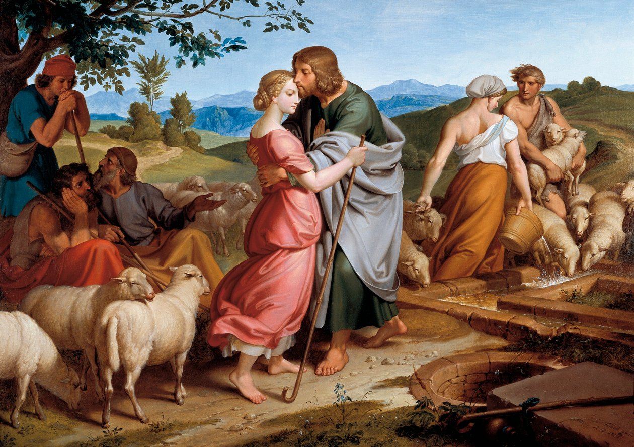 Jakob möter Rachel, Labans dotter vid en brunn av Joseph von Fuhrich
