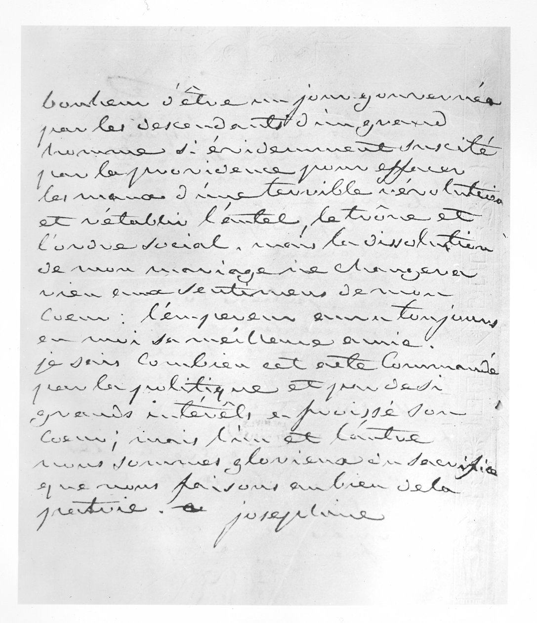 Brev från kejsarinnan Josephine som gav sitt samtycke till upphävandet av hennes äktenskap med Napoleon, 1809 av Josephine de Beauharnais