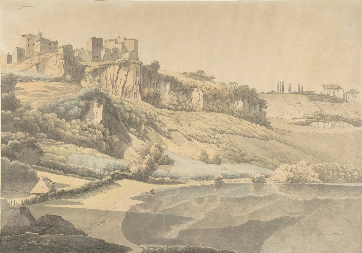 Genzano och Lake Nemi, tidigt 1800-tal. av Josephus Augustus Knip