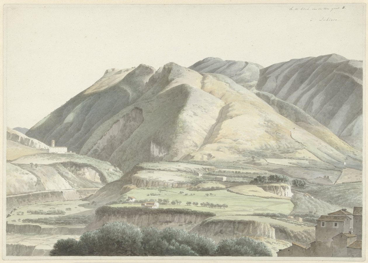 Italienskt landskap vid Subiaco av Josephus Augustus Knip