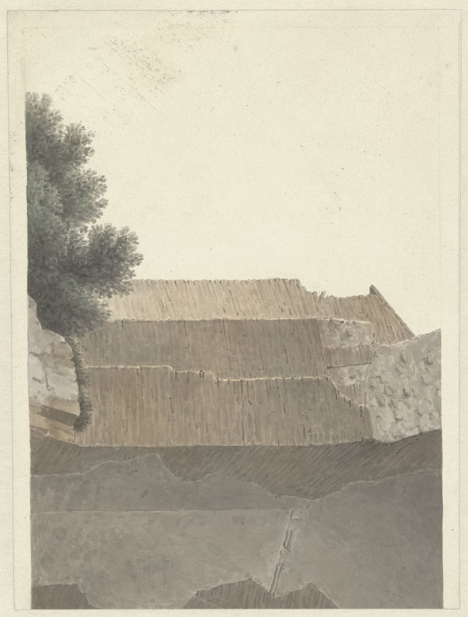 En del av valvet av Temple of Minerva Medica i Rom Sektion av murverket i Temple of Minerva Medica i Rom av Josephus Augustus Knip