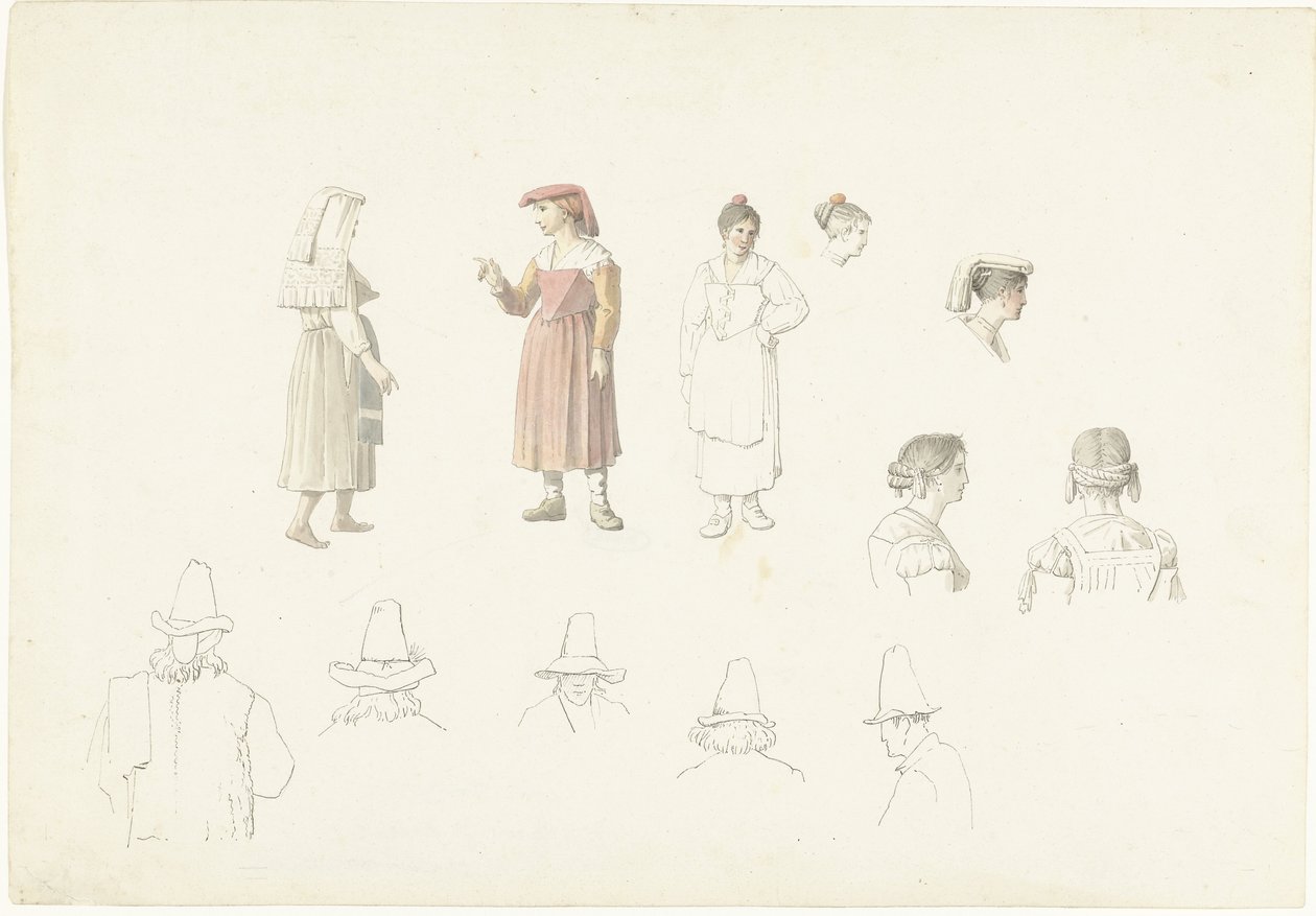 Studieblad med italienska bönder och bönder av Josephus Augustus Knip