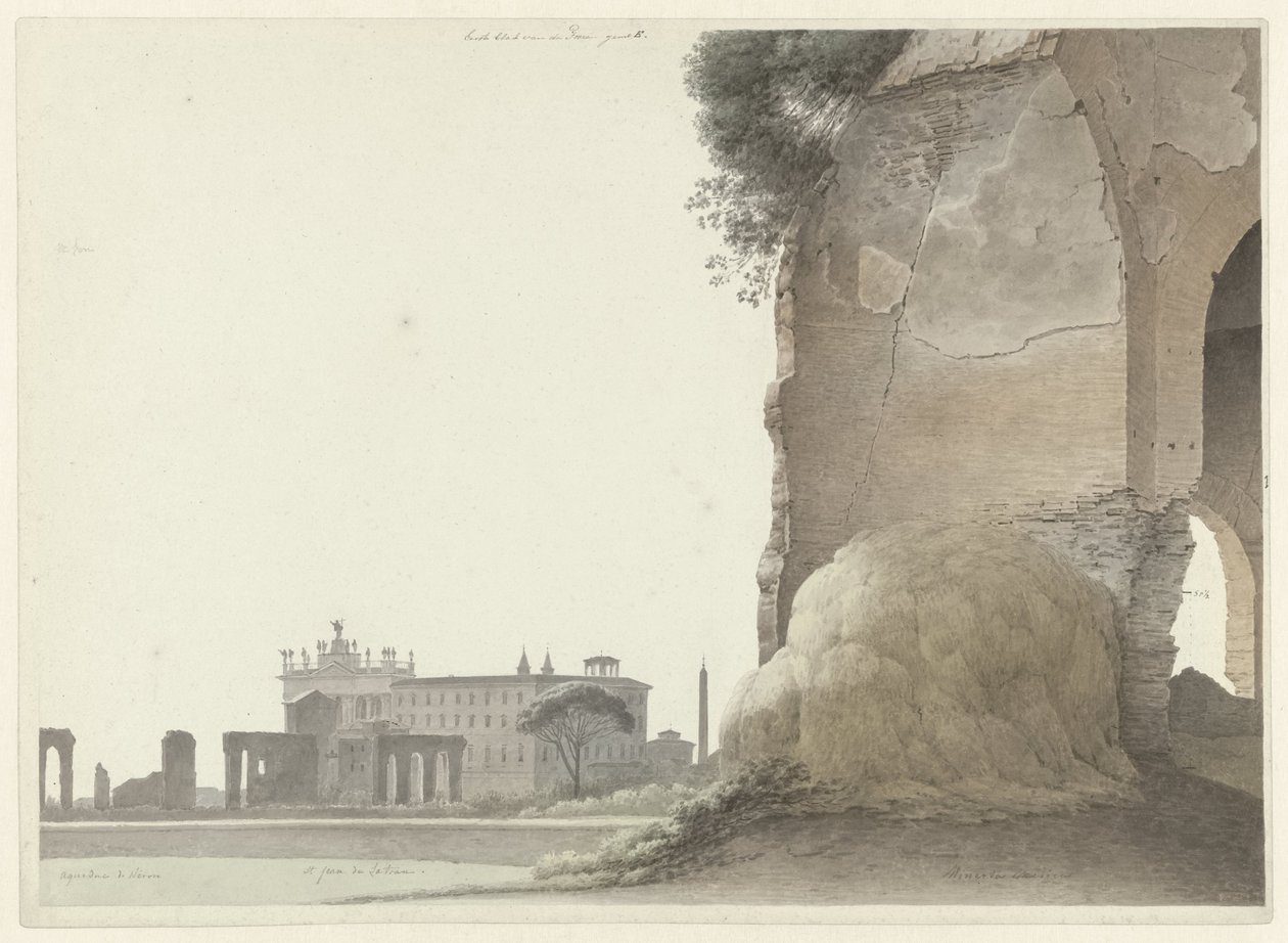 Basilikan San Giovanni in Laterano, med Temple of Minerva Medica i förgrunden Kyrkan San Giovanni in Laterano, med Temple of Minerva Medica i förgrunden till höger, i Rom av Josephus Augustus Knip