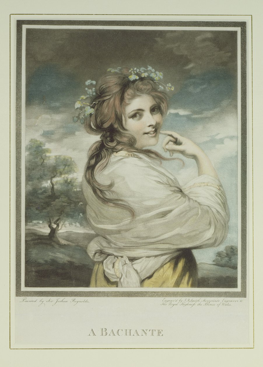 En Bachante, graverad och pub. av John Raphael Smith (1752-1812), 1784 (mezzotintgravyr) av Joshua Reynolds