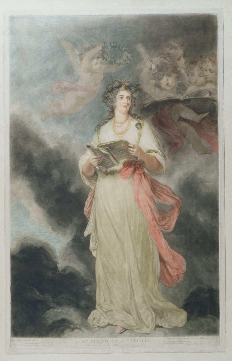 Elizabeth Billington (1768-1818) som St. Cecilia, graverad av James Ward (1769-1859), 1803 av Joshua Reynolds