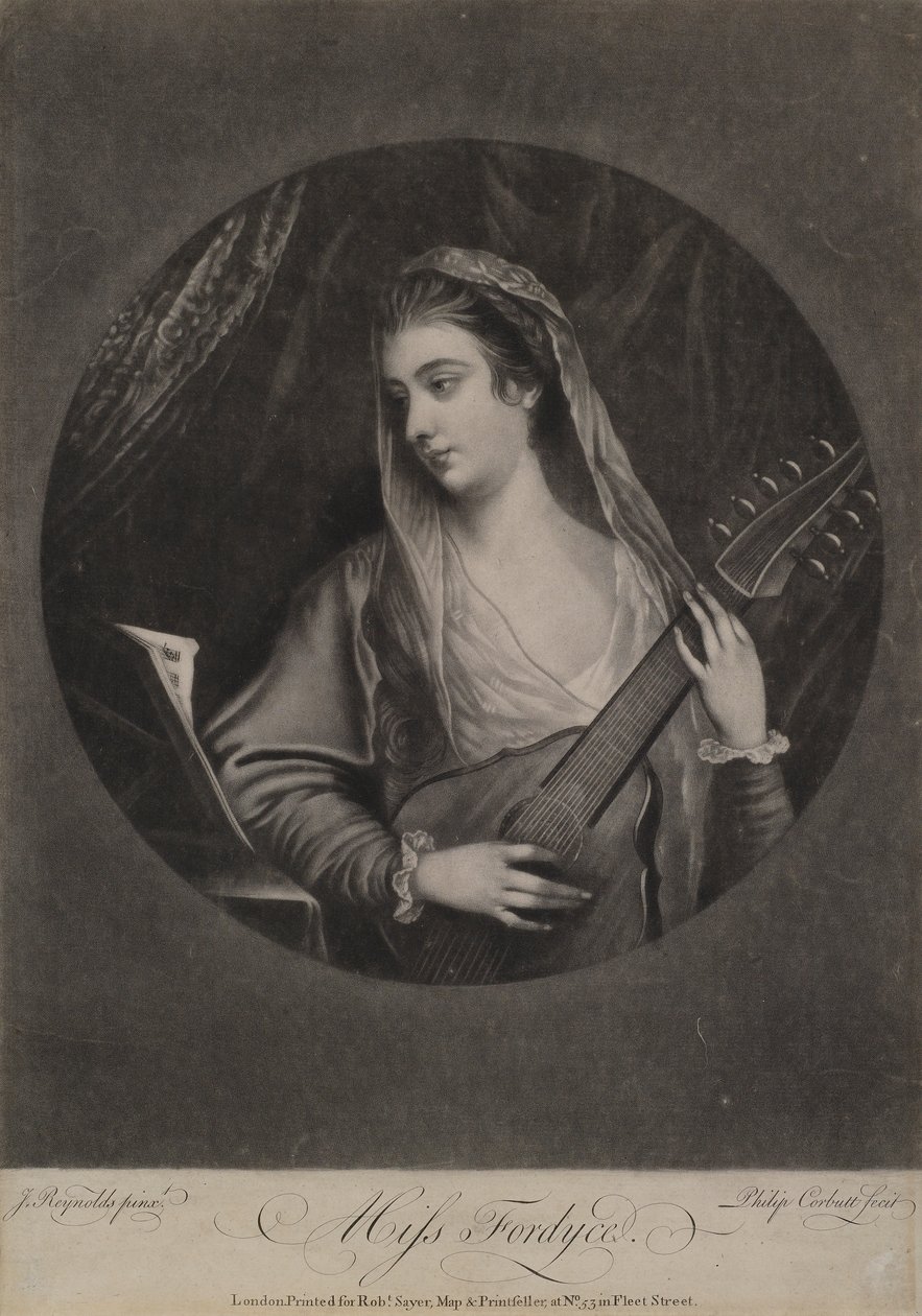Miss Fordyce, graverad av Richard Purcell (alias Charles eller Philip Corbutt, fl.1746-66), ca 1770 (mezzotint) av Joshua Reynolds