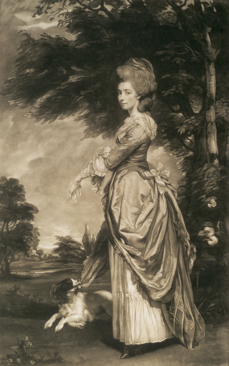 Porträtt av Emily Mary, grevinna av Salisbury (1750-1835), graverat av Valentine Green (1739-1813), 1781 (mezzotint) av Joshua Reynolds