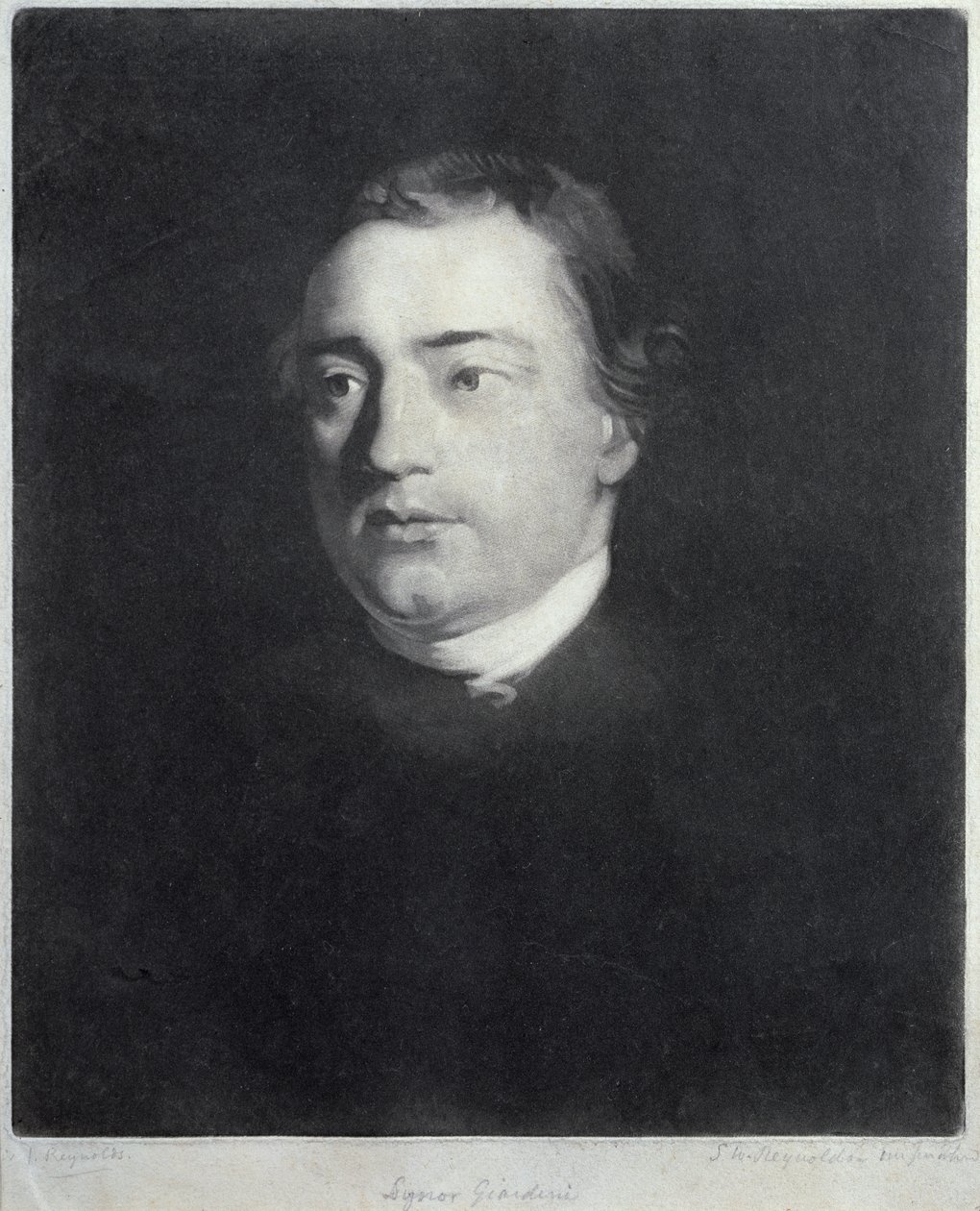 Porträtt av Felice de Giardini (1716-96), italiensk violinist, graverad av Samuel William Reynolds (1773-1835) av Joshua Reynolds