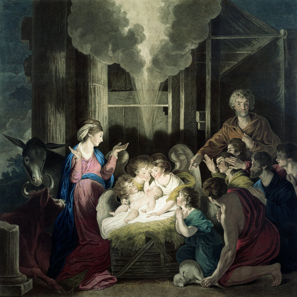 Födelsen, graverad av G.S. och S.G. Facius, 1785 av Joshua Reynolds