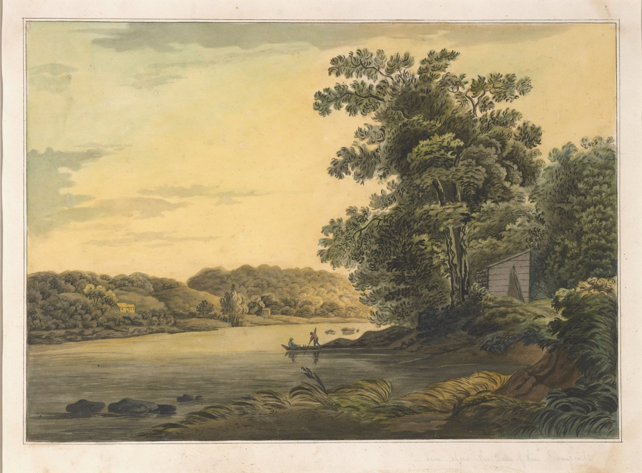 View Above the Falls of the Schuylkill, c.1819 (wc på papper) av Joshua H. Shaw