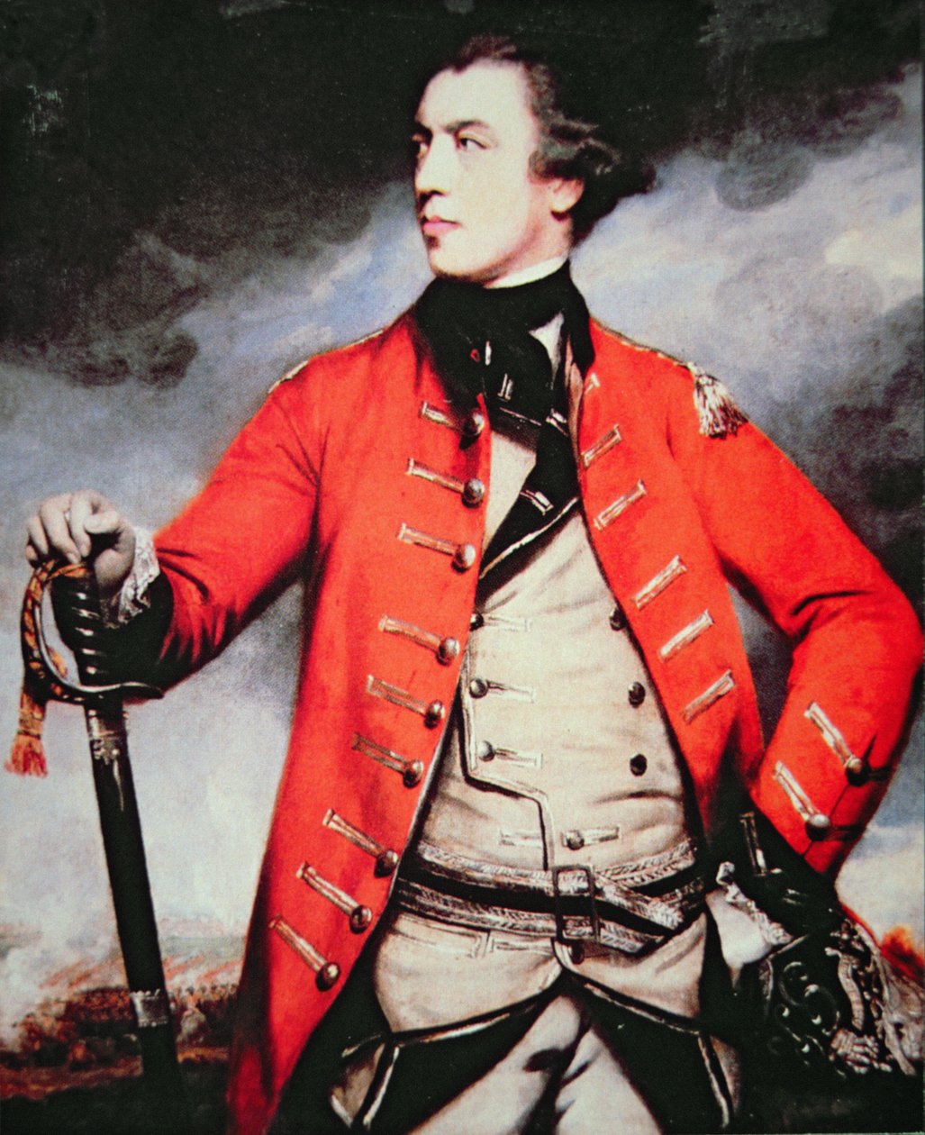 General John Burgoyne (färg litho) av Joshua (after) Reynolds