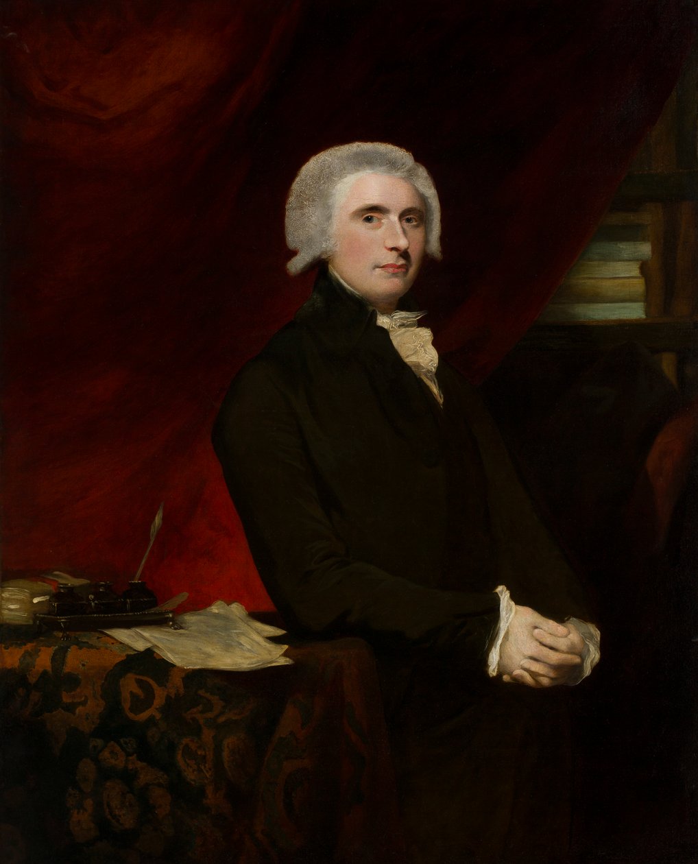 Porträtt av Thomas, Lord Erskine (1750-1823) i hans bibliotek (olja på duk) av Joshua (circle of) Reynolds