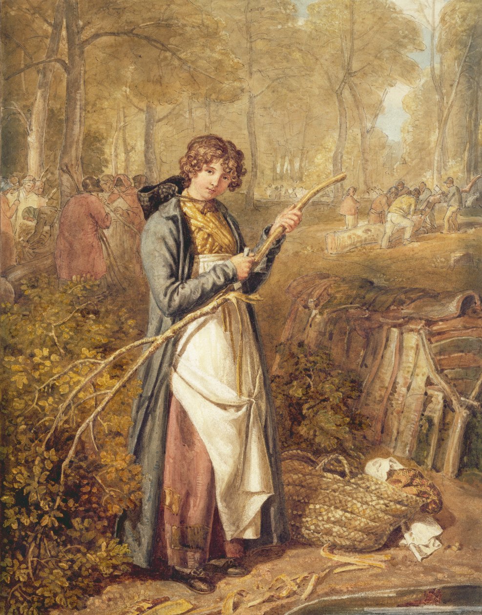 Barking Timber i Wychwood Forest (wc på papper) av Joshua Cristall
