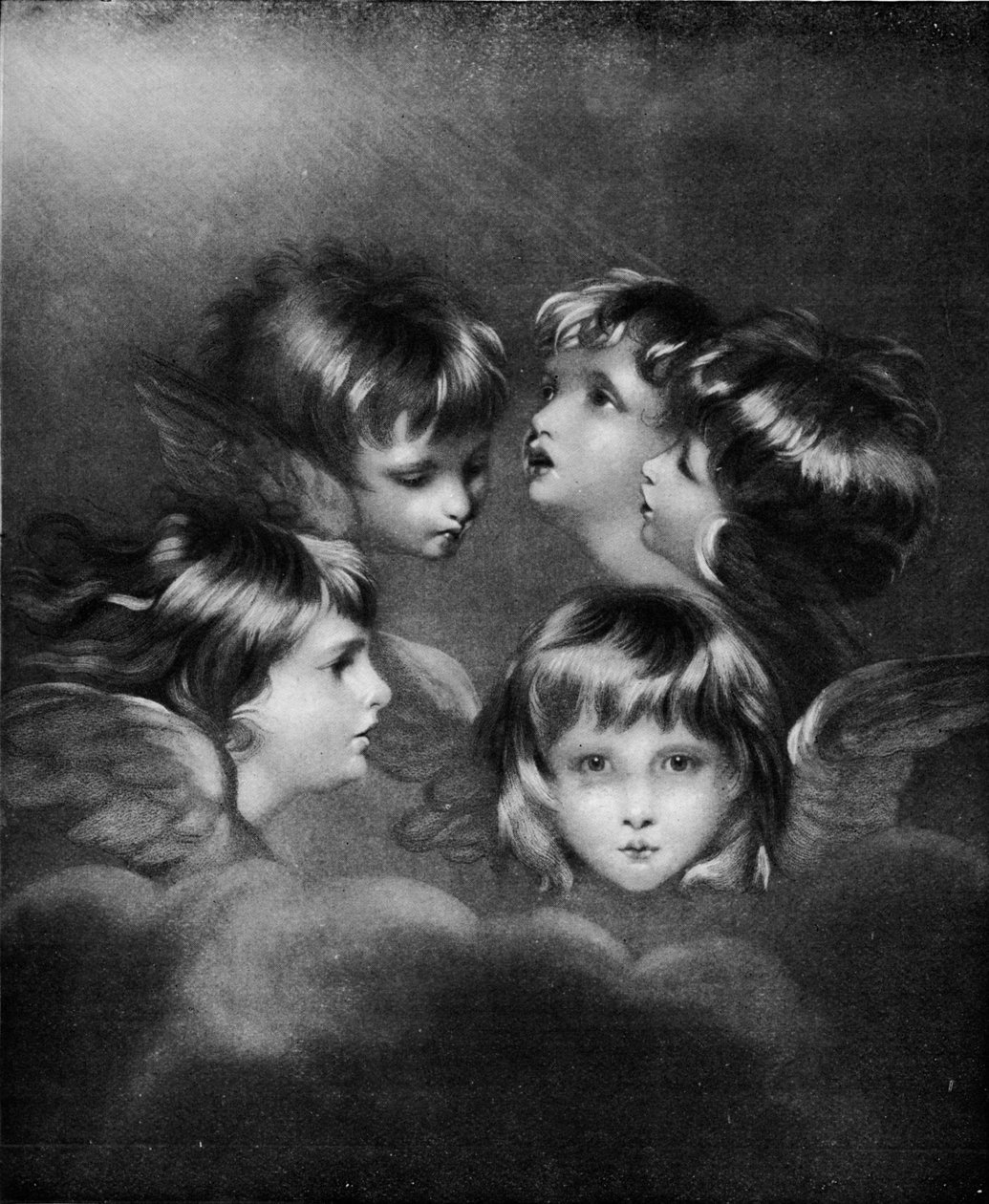 A Childs Portrait in Different Views: Angels Heads, c1786, 1911 av Joshua Reynolds
