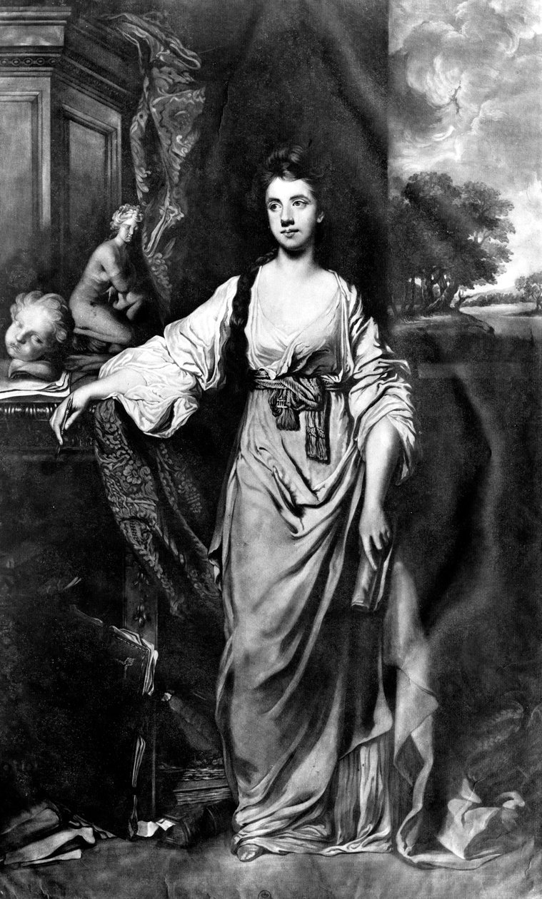 Anne Hussey Stanhope född Delaval, senare Morris, Lady Stanhope, graverad av James Watson mezzotint av Joshua Reynolds